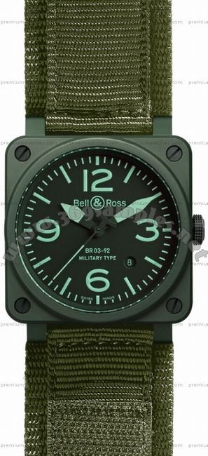 Bell & Ross BR 03-92 Military Ceramic Mens Wristwatch BR0392-CERAM-MIL