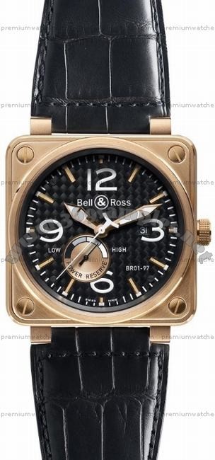Bell & Ross BR 01-97 Reserve de marche Pink Gold Mens Wristwatch BR0197-PINKGOLD