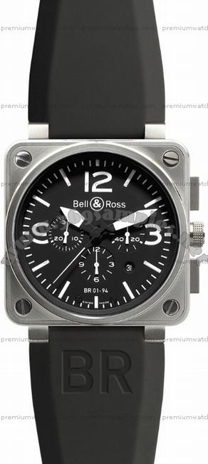 Bell & Ross BR 01-94 Chronographe Steel Mens Wristwatch BR0194-BL-ST