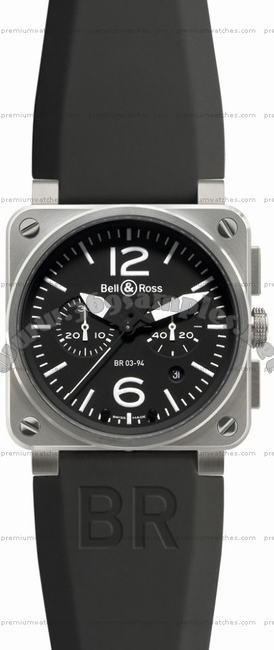 Bell & Ross BR 03-94 Chronographe Steel Mens Wristwatch BR0394-BL-ST